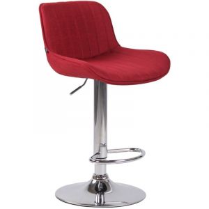 Tabouret de bar chaise haute x1 en tissu rouge coutures verticales support en métal chromé 100005116