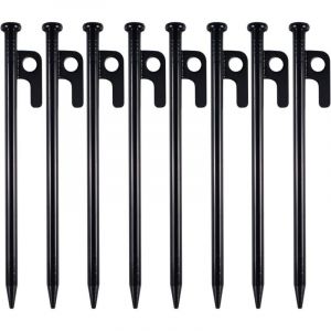 8 Pcs 20cm Piquet de Camping,Piquets de en M&eacute;Tal,Piquets De Tente Robustes,Sardine pour Tente,Sardines Piquet,Piquet Bordure Jardin avec Crochet Et
