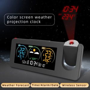 FJ3538 Nouvelle projection électronique Horloge météo Station météorologique Température et écran de couleur d'humidité Alarme numérique