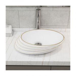 Meje - Lavabo en relief de 52,8 x 37,9 x 13,9 cm, design or rose, évier de salle de bain au-dessus du comptoir, lavabo en porcelaine et céramique,