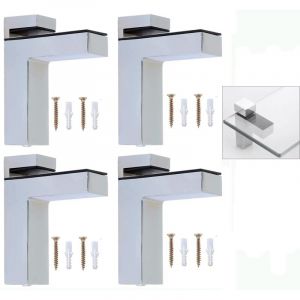 4 PCS Supports d'&Eacute;tag&egrave;re en Verre Support de Tablette en verre R&eacute;glable et Adaptable d'&Eacute;paisseur de 5-30mm pour Salle de Bain, Fixation Murale &agrave; Vis