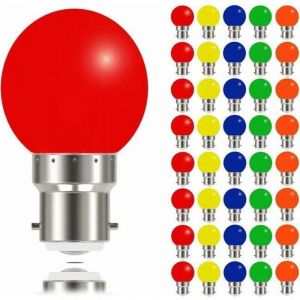 Ampoule B22 Couleur Baionnette 3W Equivalent 30W 240 Lumen, Ampoules à baïonnette B22 Couleur pour Mariage, Fête, Bar, Non-dimmable, Lot de 40