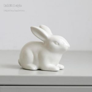 D&eacute;coration de P&acirc;ques : Mini lapin en c&eacute;ramique blanche / Mini lapin H