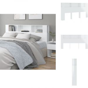 Armoire de tête de lit Blanc brillant 200x18,5x104,5 cm - Tête De Lit - Meuble De Chambre - Rangement Mural - Tête De Lit Design - Bois D'ingénierie