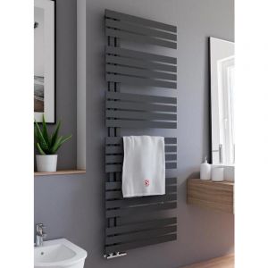 Schulte - Radiateur à eau chaude Breda, radiateur design plat avec raccord décalé sur le côté, en acier noir perle, 169 x 60 cm