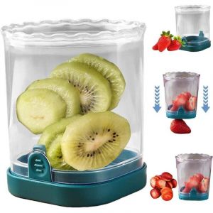 Cutter de fruits &agrave; l&eacute;gumes tasse en plastique en acier inoxydable Cutter de fruits avec plaque de pouss&eacute;e pour la banane Gadget de cuisine d'oeuf de