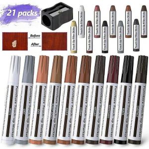 Crea - 21 pièces stylos de retouche pour meubles marqueur en feutre polyvalent Kit de réparation de meubles pour taches, rayures, planchers en bois,