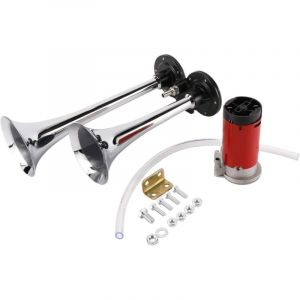 Kit de compresseur de klaxon à double trompette super puissant 12 V/150 dB 290 mm pour voiture, moto, bateau, camion, train