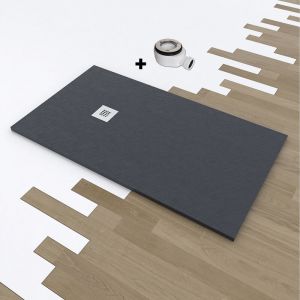 Platos De Ducha Y Mamparas - Receveur de douche deluxe extra-plat 90x110 cm Gris fonc&eacute;