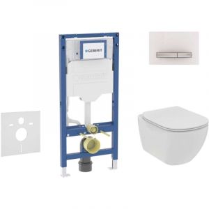 Duofix - Set b&acirc;ti-support, cuvette Tesi et abattant softclose, plaque de d&eacute;clenchement Sigma50, blanc alpin SANI11CD3115 - Geberit