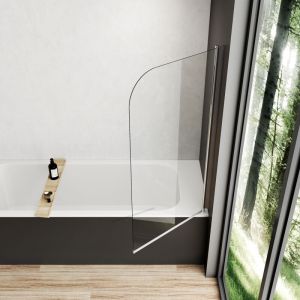Meykoers - Pare baignoire 70x140cm pivotant écran de baignoire Pli simple à 180°, Verre nano facile à nettoyer de 6 mm