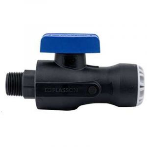Plasson - Vanne 1/4 tour encliquetable tekplass pe Ø25-Mâle 3/4'' (20/27) avec deux prises de purge 1/8'' (5/10) - Purge non fournie