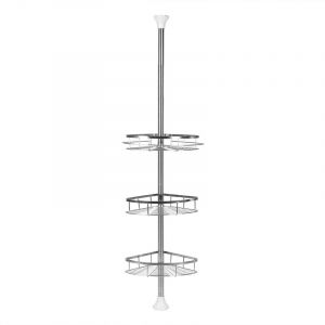 Aqrau Etagère de Douche télescopique en Acier Inoxydable, Etagère d'angle Hauteur Réglable - 3 étagères(110-280cm )