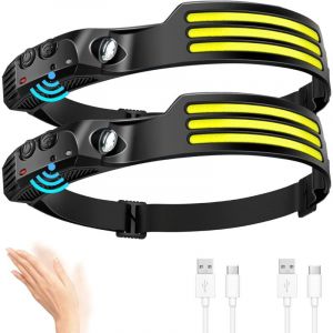 Shining House - Lampe Frontale led Ultra Puissante,3000 Lumens Super Lumineux 3LED 230&deg; Torche Frontale Rechargeable usb Capteur De Mouvement,&Eacute;tanche