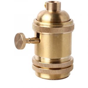 Vintage Support pour AmpouleE26 E27 Douille Culot de Lampe Avec Interrupteur en Cuivre Laiton Couleur Cuivre（dor&eacute;e）