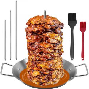 Vtizikl Brochette verticale Broche Barbecue, Brochettes en Acier Inoxydable avec 3 pointes amovibles, Broche Barbecue, Rotissoire Verticale Le Kebab