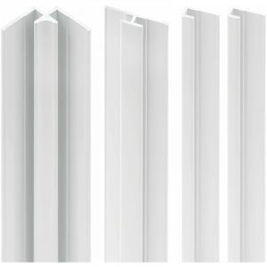 Lot de 2 profilés de finition + 1 profilé d'angle + 1 profilé d'extension pour panneau mural de douche, DécoDesign Schulte Blanc, 210 cm