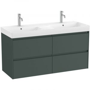 Roca - Pack Unik Meuble 4 tiroirs + double lavabo ona Couleur : Vert mat