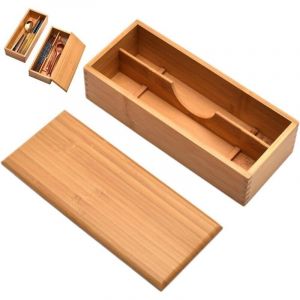 Bo&icirc;te &Agrave; Couverts en Bois avec Couvercle, Porte-ustensiles en Argenterie, Cuill&egrave;re Japonaise, Baguettes, Bo&icirc;te De Rangement, Tiroir De Rangement pour