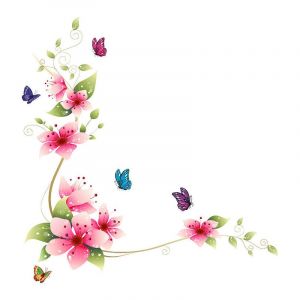 Stickers muraux fleurs de vigne rose/rouge (62x64 cm) i floral papillon plantes branche arbre i autocollant sticker mural pour salon chambre d'enfant