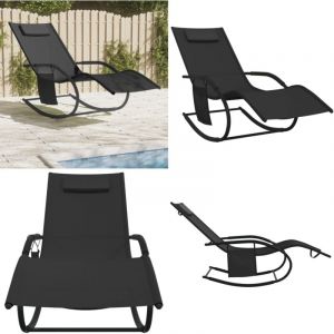 Vidaxl - Chaise longue à bascule noir acier et textilène - Chaise Longue - Transats - Bain De Soleil - Fauteuil De Jardin - Relaxations Extérieur