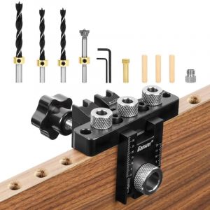 8/10/15 mm Gabarit De Percage, Kit de gabarit 3 en 1 de poche, kit de guide de percage r&eacute;glable, Outils de Menuiserie, Gabarit de Goujon, pour le