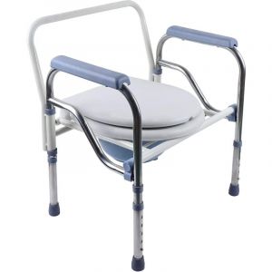 Si&egrave;ge de toilette r&eacute;glable en hauteur avec pieds en caoutchouc antid&eacute;rapants chaise de douche en acier inoxydable, chaise de toilette pliable pour