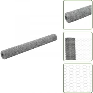 Grillage pour voli&egrave;re Acier galvanis&eacute; 25x1,2 m Argent&eacute; - Cl&ocirc;ture - Grillage - Cl&ocirc;ture Jardin - Protection Animale - Abri Poulet
