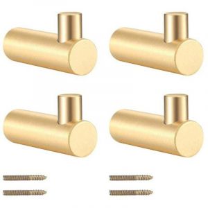 4 Pi&egrave;ces Crochets Manteau Mural Laiton, Porte de V&ecirc;tements Dor&eacute;, Porte Manteau pour Suspendu &Eacute;charpe Chapeau Sac de Rangement Cintres Serviette S