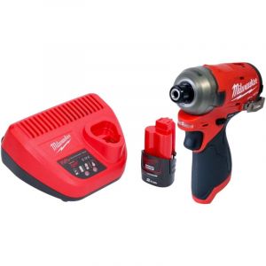 M12 FQID-201 Clé à choc sans fil 12 v 50 Nm 1/4' Brushless + 1x batterie 2,0 Ah + chargeur - Milwaukee