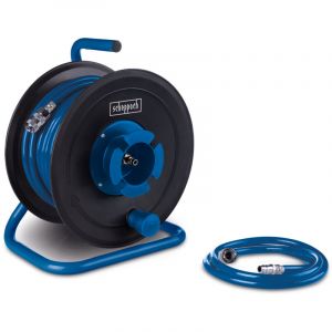 Scheppach Tuyau &agrave; air comprim&eacute; 20 m et enrouleur de tuyau &ndash; Enrouleur de tuyau pneumatique &ndash; 10 bar &ndash; Raccord 1/4" &ndash; 20 m
