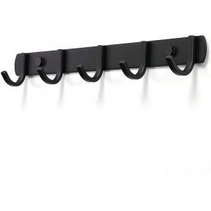 Rnemitery - Porte Manteau Mural, Patères Porte Manteaux Design En Acier Inoxydable, Patères Salle De Bains Solide pour Chambre Bureau Noir (5 Hook)