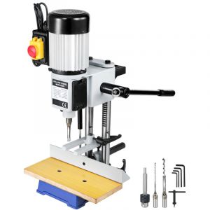 Mortaiseuse a Bedane Carre, 370 w, Machine a Percer Bois deEtabli Electrique avec Ensemble Forets, Capacite du Burin 6-12 mm, Capacite du Mandrin 13