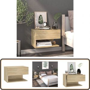 Table de chevet murale Ch&ecirc;ne sonoma - Table De Chevet Murale - Meuble De Rangement Mural - &Eacute;tag&egrave;re Murale - D&eacute;coration Murale - Table De Nuit Murale