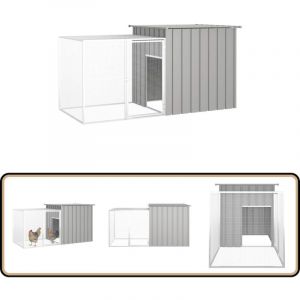 Cage pour poules Gris 200x91x100 cm Acier galvanis&eacute; - Cages Pour Poules - Poulaillers - Abri Pour Oiseaux - Coop Pour Poules - &Eacute;levage De Poules