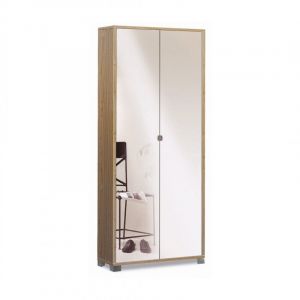 Armoire &agrave; miroir 2 portes, 83L x 29P x H190 cm, finition noyer Stelvio, avec miroir, Sarmog
