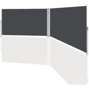 Einfeben - Double Auvent latéral Rétractable 180x600cm Paravent Extérieur Store latéral patio Protection de la Vie privée Extensible Résistant Gris