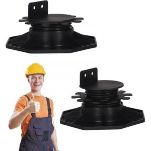 Lot de 2 Plots Terrasse R&eacute;glable, Plot Terrasse Dalle R&eacute;glage Hauteur, Plot Terrasse pour Projets de Bricolage en Bois, wpc & Aluminium (30 &agrave; 60 mm)