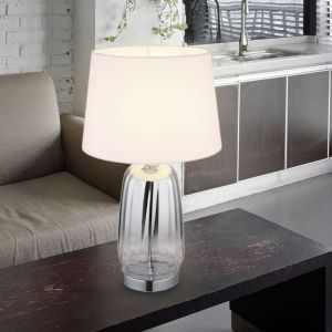 Globo - Lampe de table lampe de salon lampe de chambre lampe de table lampe de chevet lampe d'appoint, métal verre textile argenté chromé, E27, h 52