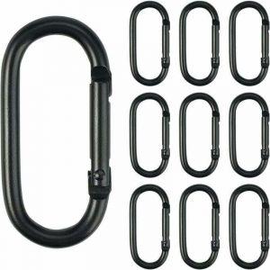 10PCS Mousqueton, 2cm5cm Petit Mousqueton Noir, Mini Mousquetons Aluminium Porte Cl&eacute; d'escalade &agrave; Ressort Clips, Mousquetons pour Fixer des