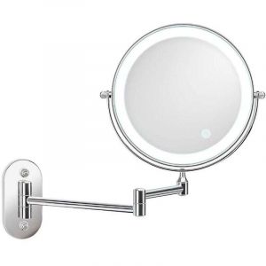 Miroir Grossissant Lumineux Mural x5, Miroirs de Maquillage Miroir Salle De Bain 7 Pouces Miroir Mural Double, Pivotant et Extensible à 360 °,