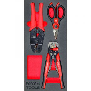Mw Tools - Jeu d'outils &eacute;lectricien 3 pi&egrave;ces module en mousse pour servante d'atelier MWCUT3