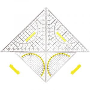 4 Pi&egrave;ces &Eacute;querre G&eacute;om&eacute;trique avec Poign&eacute;e, Triangles G&eacute;om&eacute;triques de 22.5 cm et 15.7 cm, Flexibles, Incassables et Transparents, pour Etudiants,