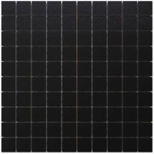 Mosaïque en grès sur maille pour salle de bain ou cuisine 30cm x 30cm - Black chalk