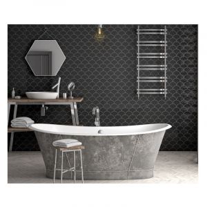 Carrelage mural faïence effet graphique SCALE FAN écaille 12x10,6cm Ecaille 12x10,6 cm Noir - Brillant / Poli - boîte de 0.37 m2