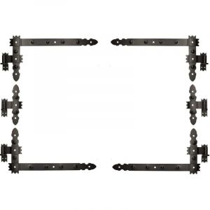 Kotarbau - Penture Équerre 600 x 300 mm avec Gond 6 Pièces Charnière d'Angle Charnière de Porte Noire Enduite de Poudre Quincaillerie de Construction
