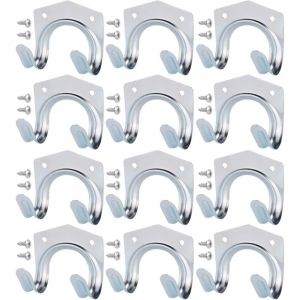 12Pcs Support d'Outil pour Crochet de Cabane, Crochet de Garage Support d'outil Métal, Rangement Mural à Double Crochet, Crochet Robuste pour Outil