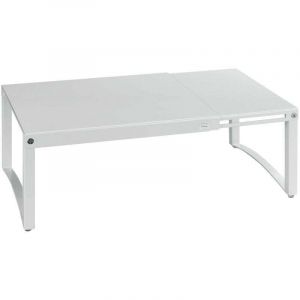 Etag&egrave;re t&eacute;lescopique &agrave; poser , Etag&egrave;re cuisine, Extensible de 30 &agrave; 54 cm, Pieds antiglisse anti rayures, Jusqu'&agrave; 10 kg, Fer, L30-54xH15 cm, Blanc
