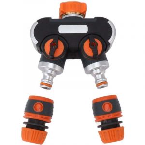 Adaptateur s&eacute;parateur de robinet 1 en 2 sorties, s&eacute;parateur de tuyau haute pression &agrave; 2 voies pour le nettoyage des v&eacute;hicules, le jardinage ext&eacute;rieur