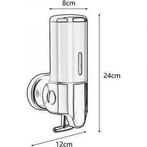 1 Distributeur Savon Mural avec Support Mural pour Gel Douche, shampoing, Savon Liquide, nettoyant Noir 24x12x8 cm/450 ML